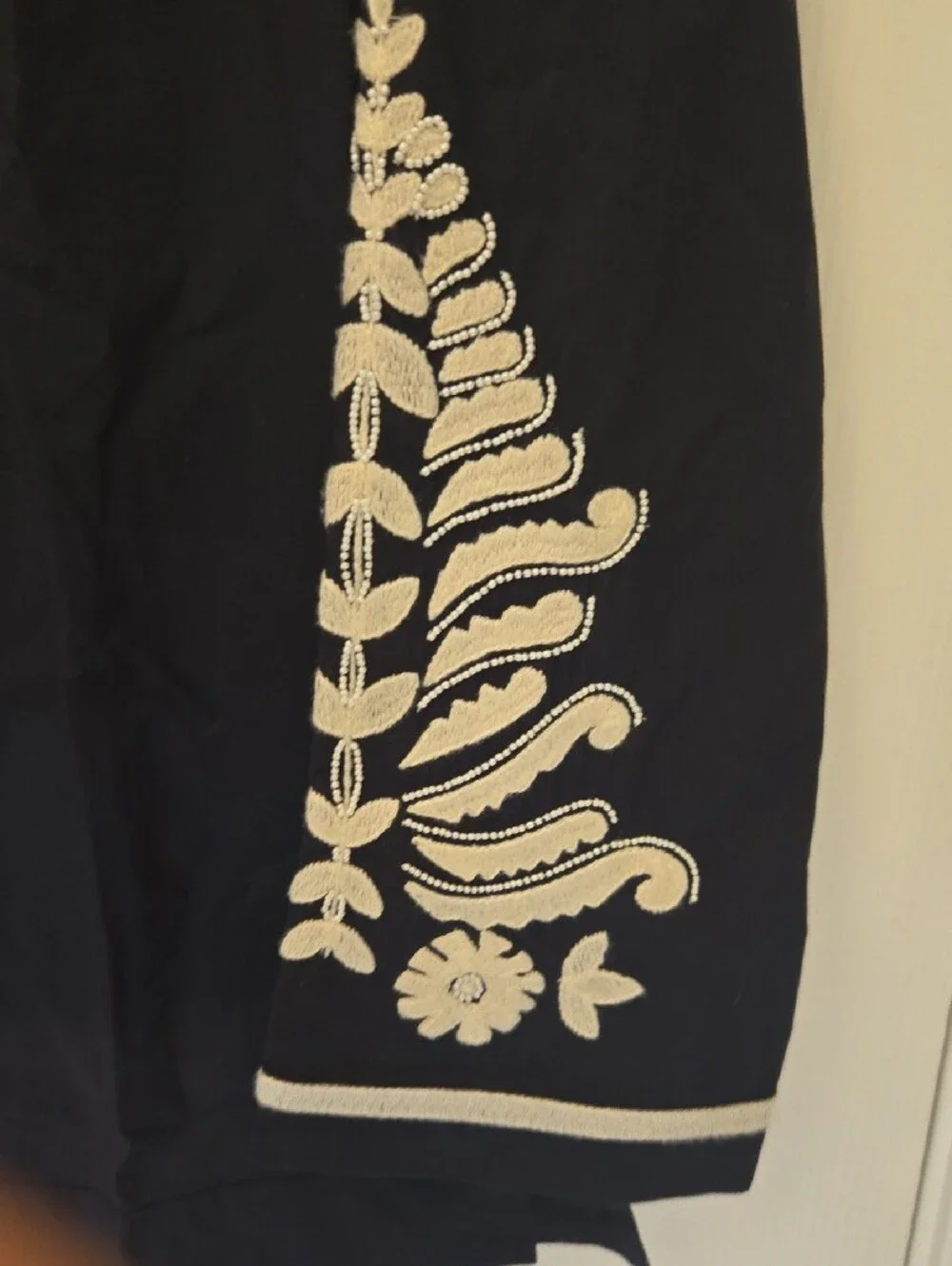 Tory Burch Navy Tunic with White Embroidered Motif